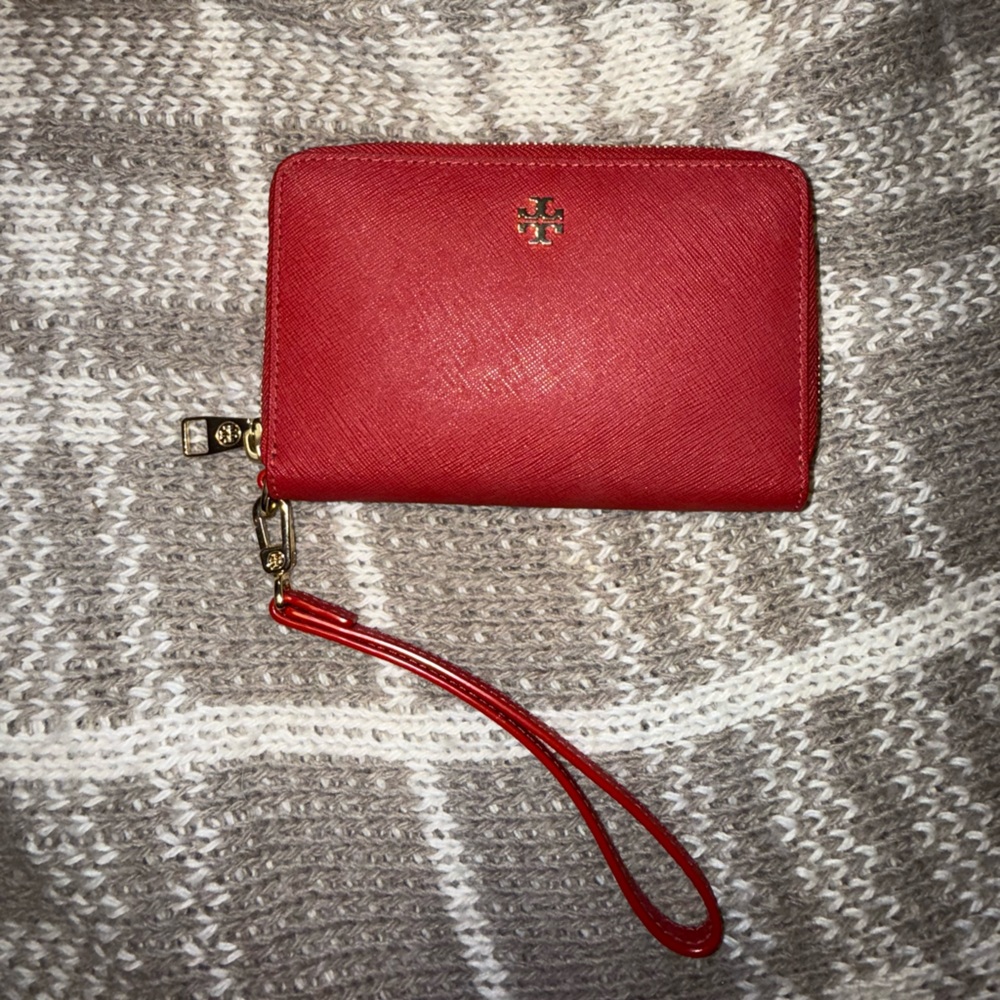 Tory Burch Red Leather Wristlet